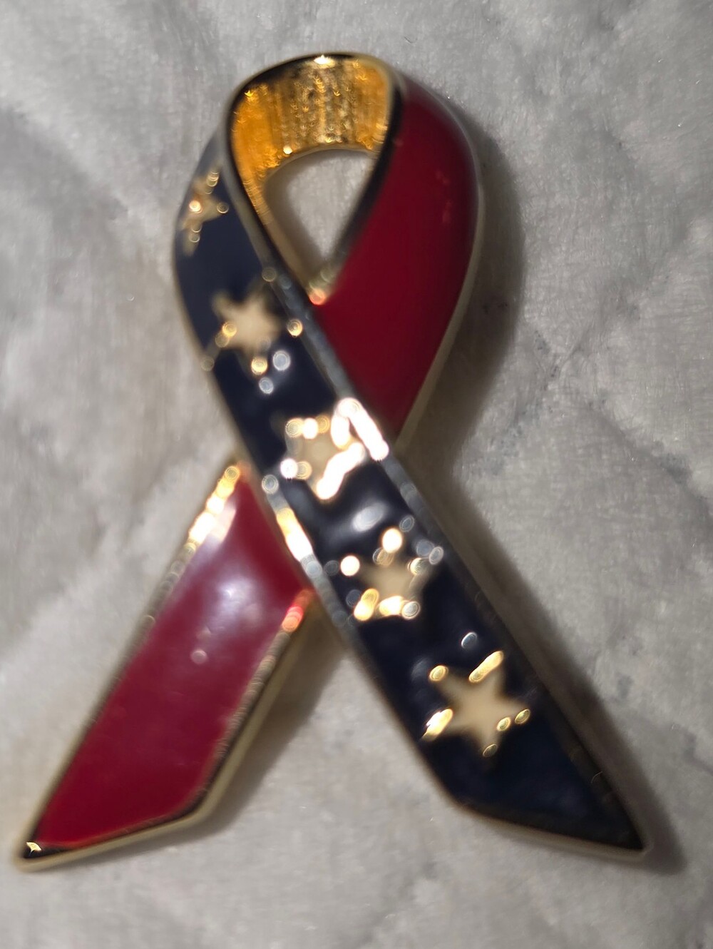 Enamel Red White & Blue Patriotic Ribbon Pin Brooch